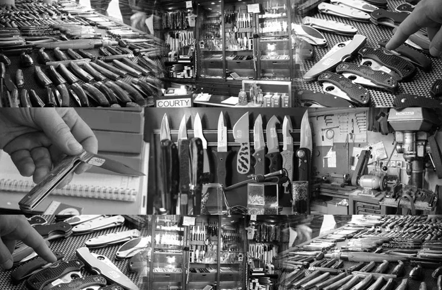La maison Courty : ses vitrines, ses couteaux et le travail en boutique